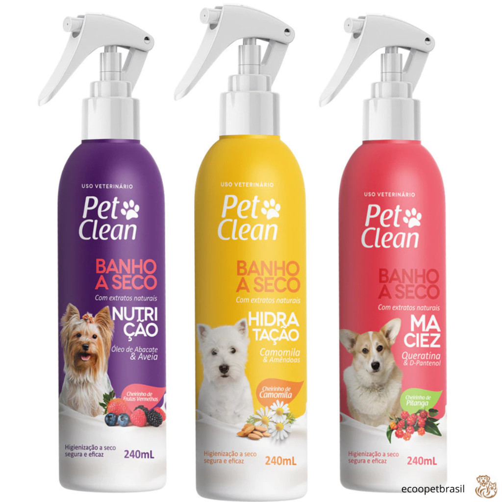 Banho a Seco Pet Clean Cachorro Gato Cães Pet 240ml