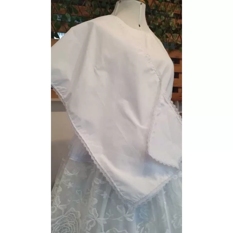 Conjunto Saia florida + pano de cabeça brancos GJ