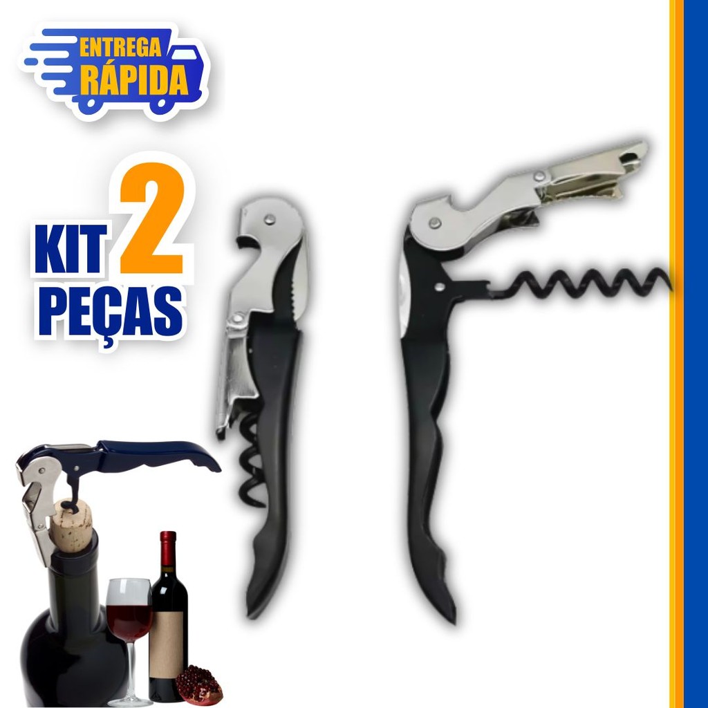 2 unid Saca Rolhas De Vinhos Abridor de Garrafa de cerveja em Inox Cortador de Capsula 3 em 1