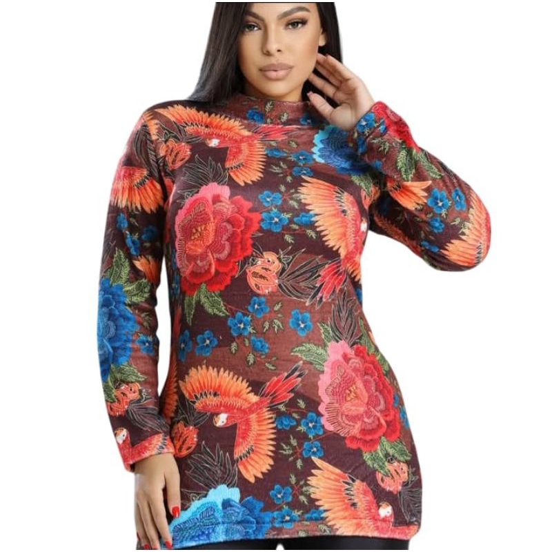 Blusa Manga Longa GG 46/48 Plus Inverno Quentinha, Blusa Plus, Blusa Peluciada