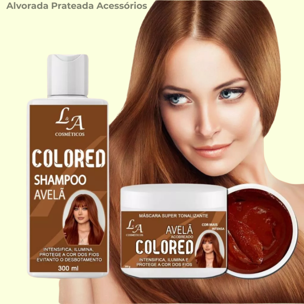 Shampoo + Máscara Tonalizante Castanho Avelã Dourado Morena Brilhante Sem Amônia