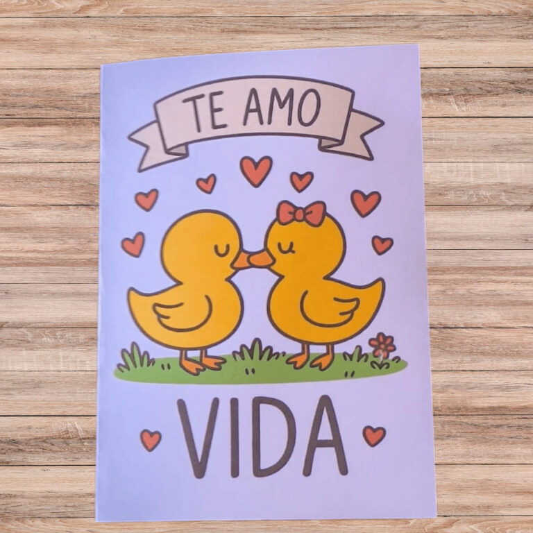 Cartão Romântico com Patinhos Te Amo Pato Vida  