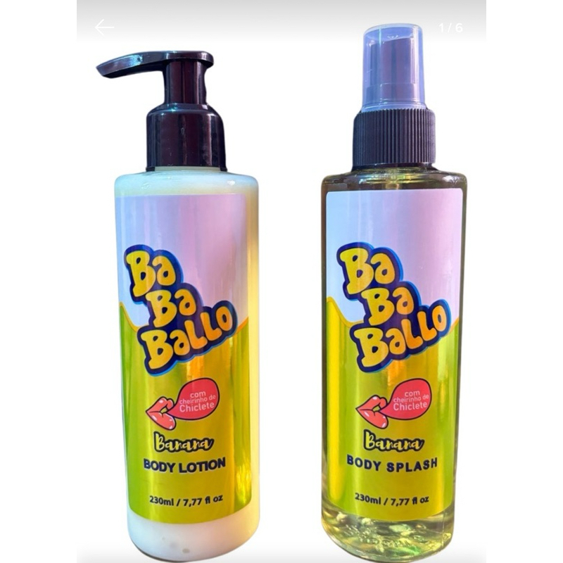 Body Splash + Hidratante banana com Cheirinho de Chiclete  230ml