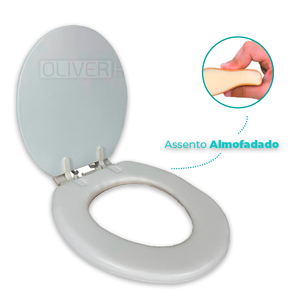 Assento Sanitário Almofadado Tampa Vaso Oval Universal Redondo Slim Oliver Home