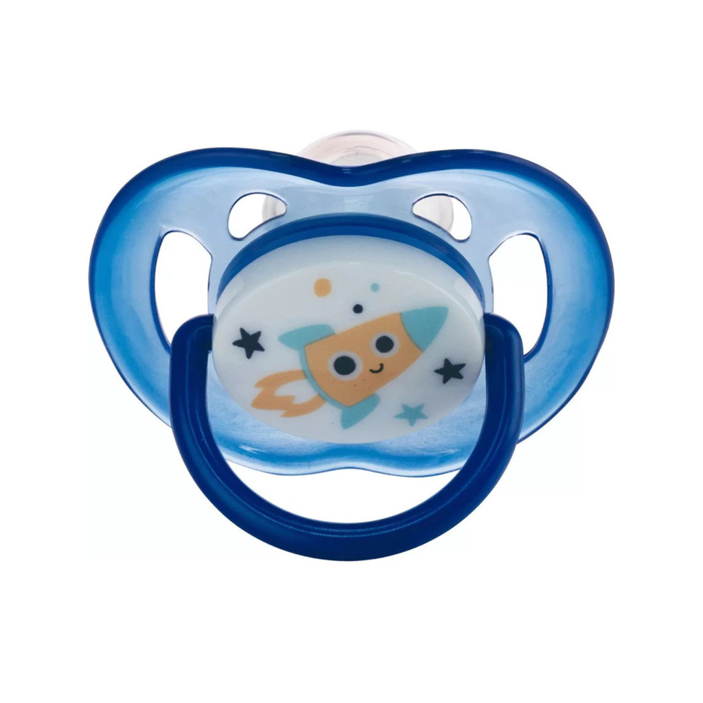 Chupeta Bebe Bico Macio Flexível Silicone Anatômico Baby Plasútil Astronauta Tamanho 2