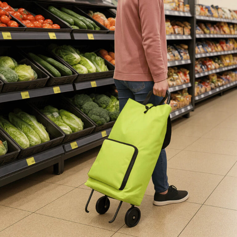 Bolsa Sacola de compras dobrável com rodas para f