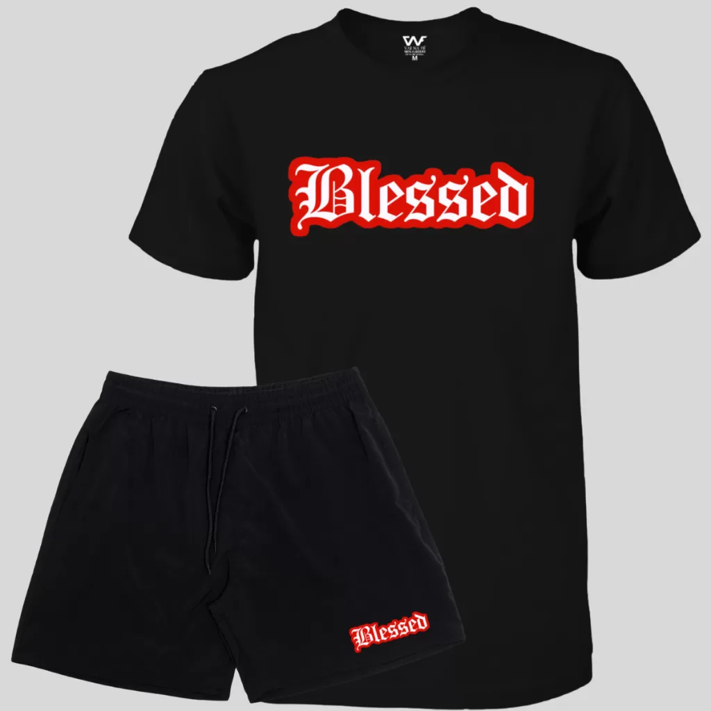 Kit Blessed Short Masculino Elastano + Camiseta Masculina Algodão