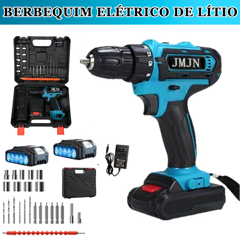 Parafusadeira/Furadeira be Impacto Kit Maleta COM DUAS BATERIAS Kit de 28pcs 220V/110V