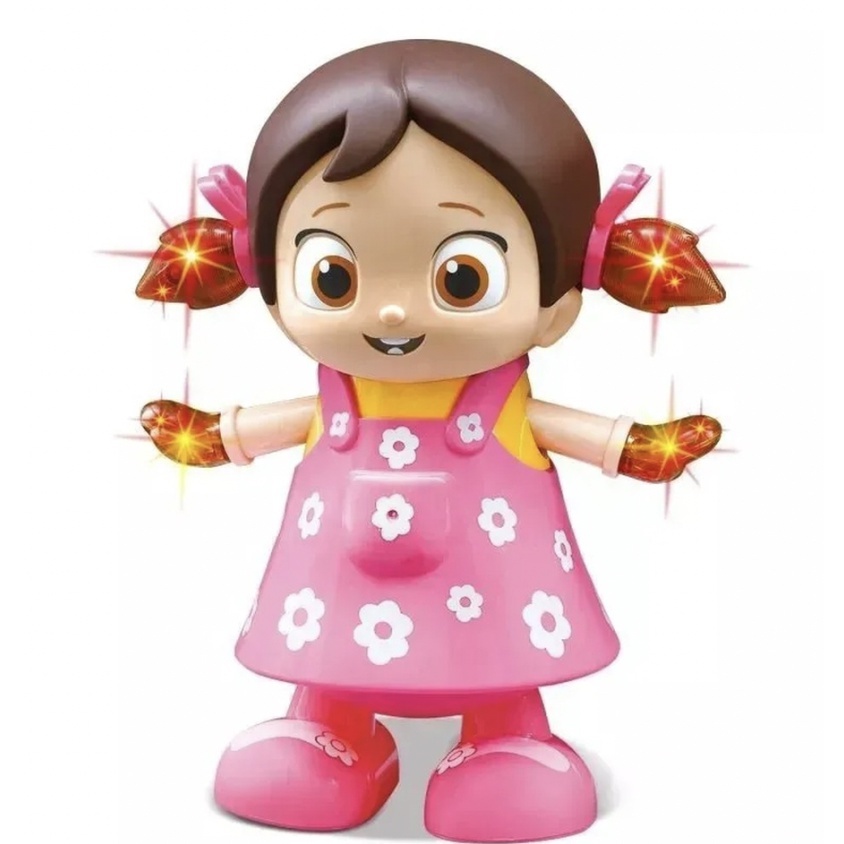 Boneca Fofa Rosa Dança Dançante Dançarina E Pula Pula Brinquedo Musical Infantil Dance Girl Com Luze