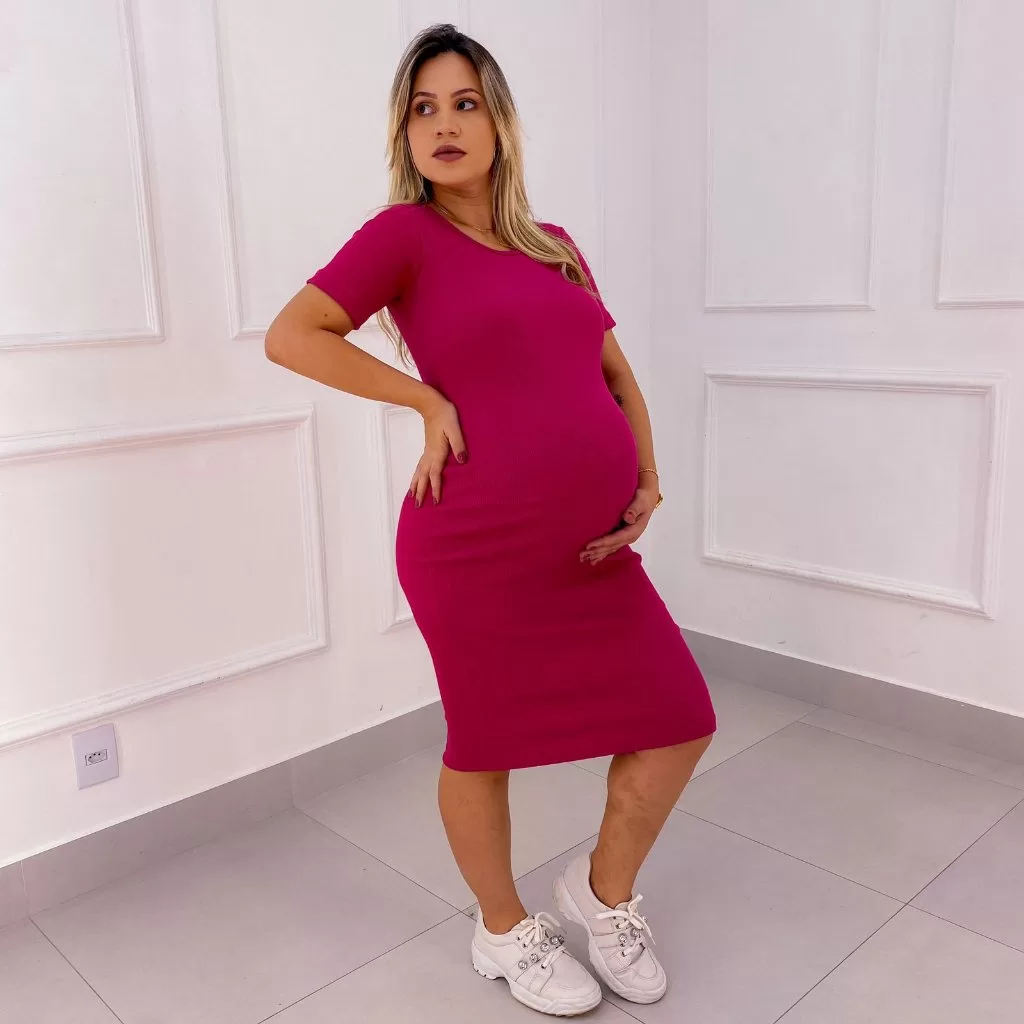 Vestido Ribana Gola O Para Gravida Gestante Tradicional
