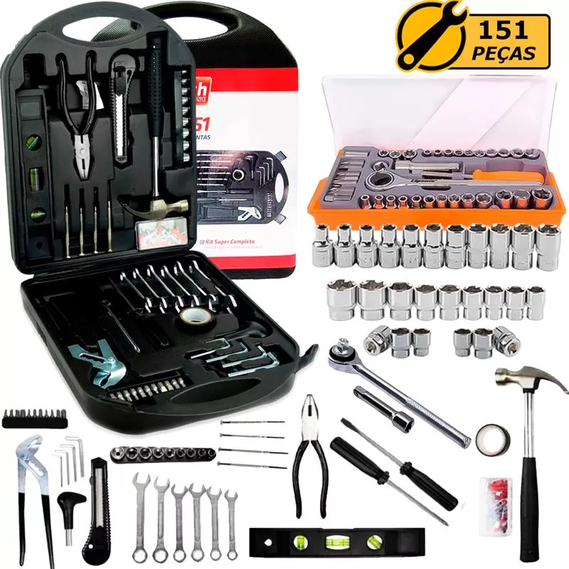 Jogo Ferramentas 191 Peças Semiprofissional Serviço Gerais + Maleta Soquetes Com Chave Catraca