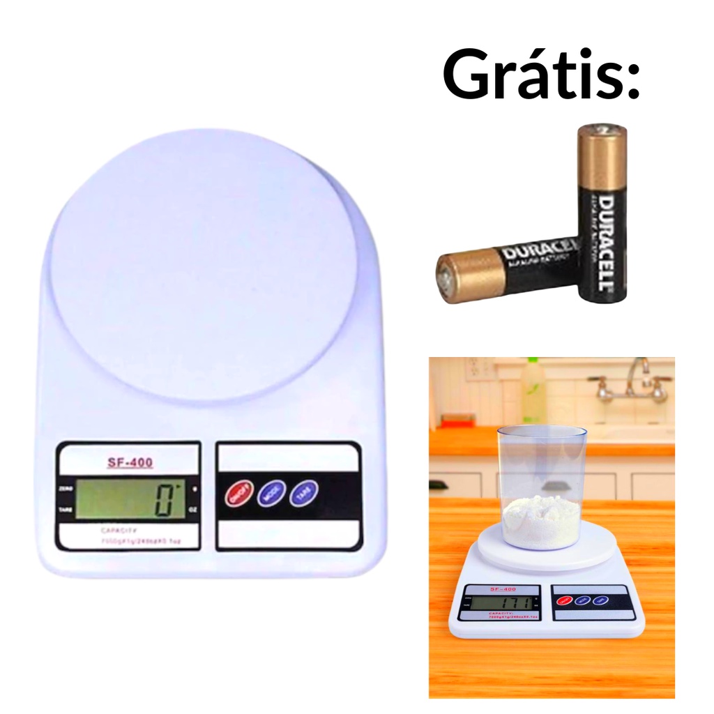 Balança de precisão cozinha Digital 10Kg Com pilhas AA