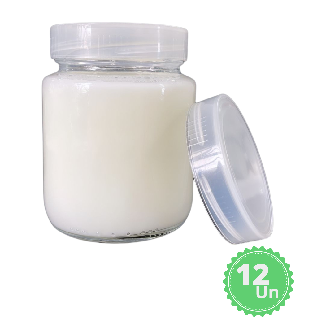 Kit 12 Potes de vidro 240ml Para Armazenamento de Leite Materno Tampa Plastica BPA Free