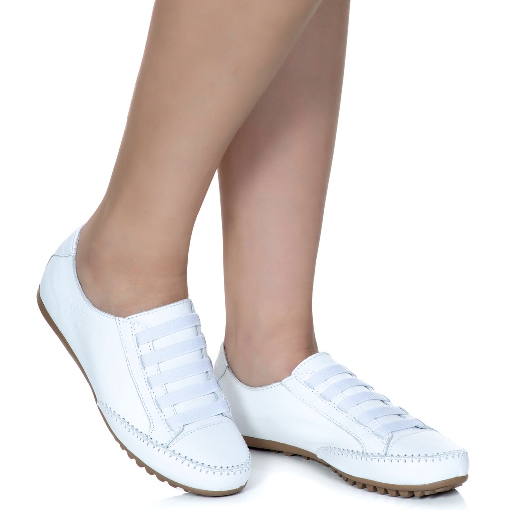 Tenis Sapatenis Em Couro Total Confort Calce Facil Feminino