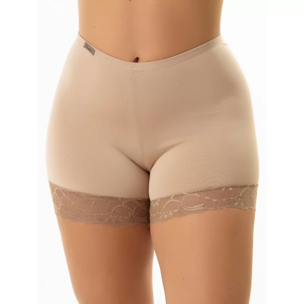 Short Segunda Pele Anágua Combinação Barra com Renda Bermuda Moda Íntima.