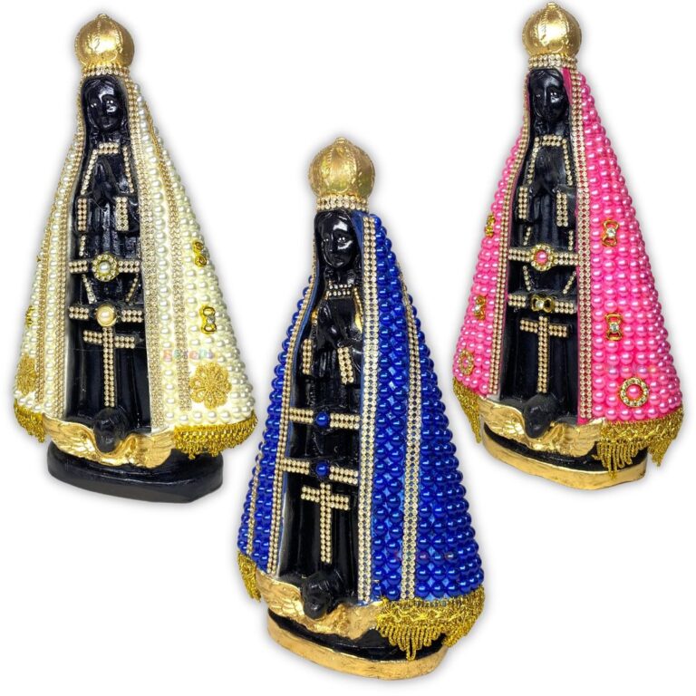 Santa Em Gesso Nossa Senhora Aparecida Manto C/ P