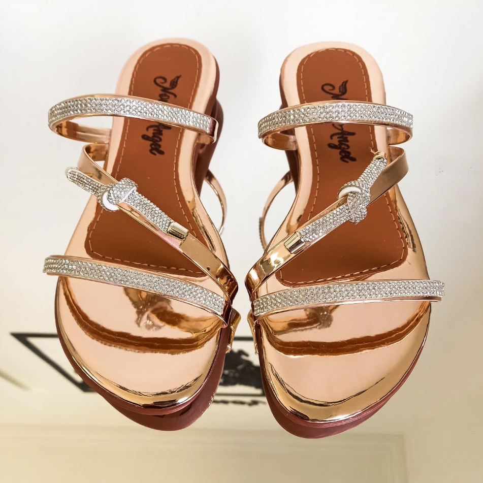 Sandália Rasteirinha Feminina com Brilho Sandália Rasteira Chinelo com Strass Lançamento