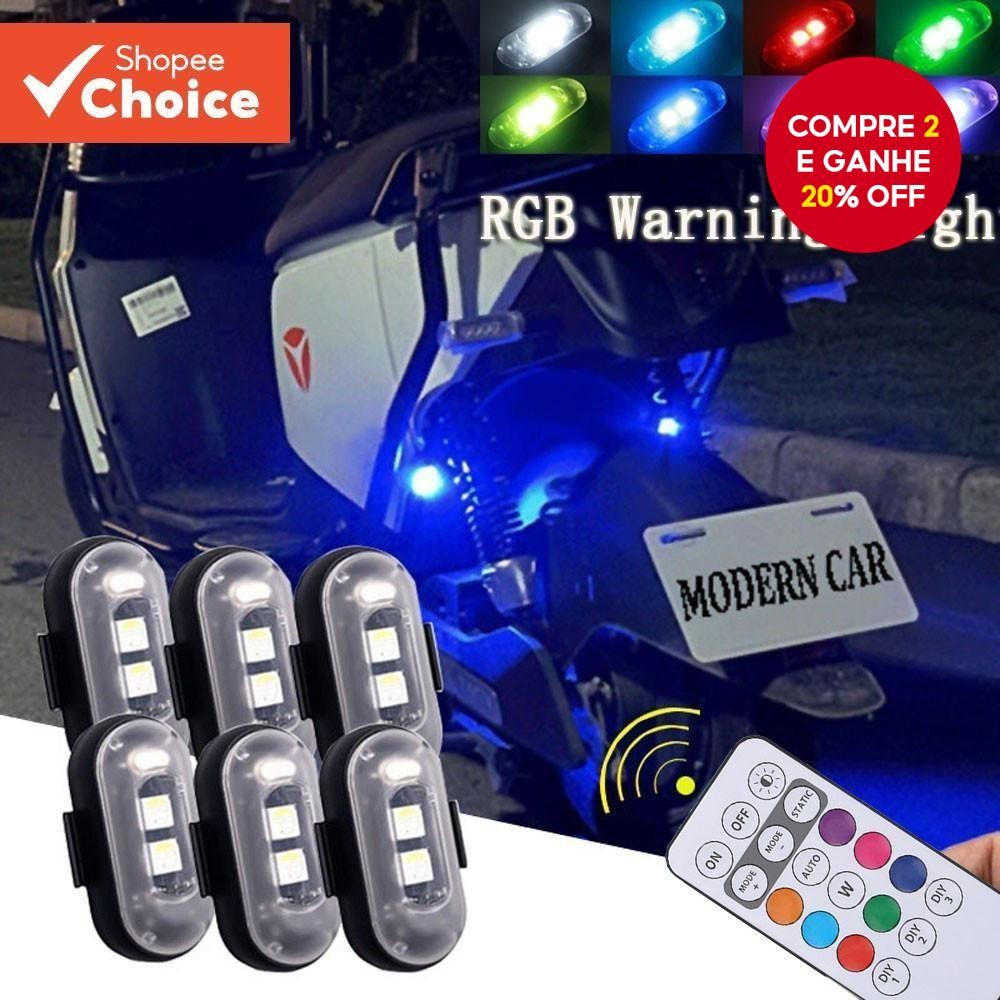 6 Pçs Sem Fio USB Recarregável Controle Remoto LED Anti-Colisão Luz De Advertência De Segurança Para