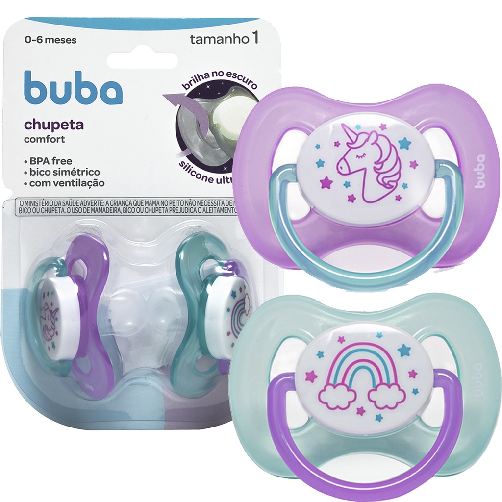 CHUPETA COMFORT SILICONE ULTRA SOFT 0-6 MESES C/ 2 UNIDADES NOTURNA (SEM EMBALAGEM)