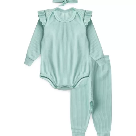 Kit Bebê 3 peças Babado Verde Bebê