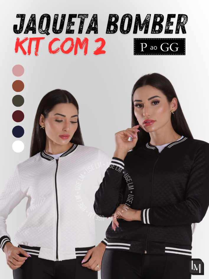 Kit 02 Jaqueta Bomber Casaco Blusa Feminina Com Zi