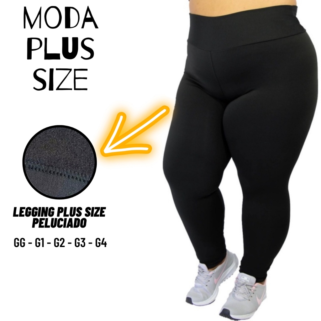 Legging Plus Size Peluciada Grosso Em Suplex Macio Flanelada Cintura Alta Zero Transparencia GG G1 G