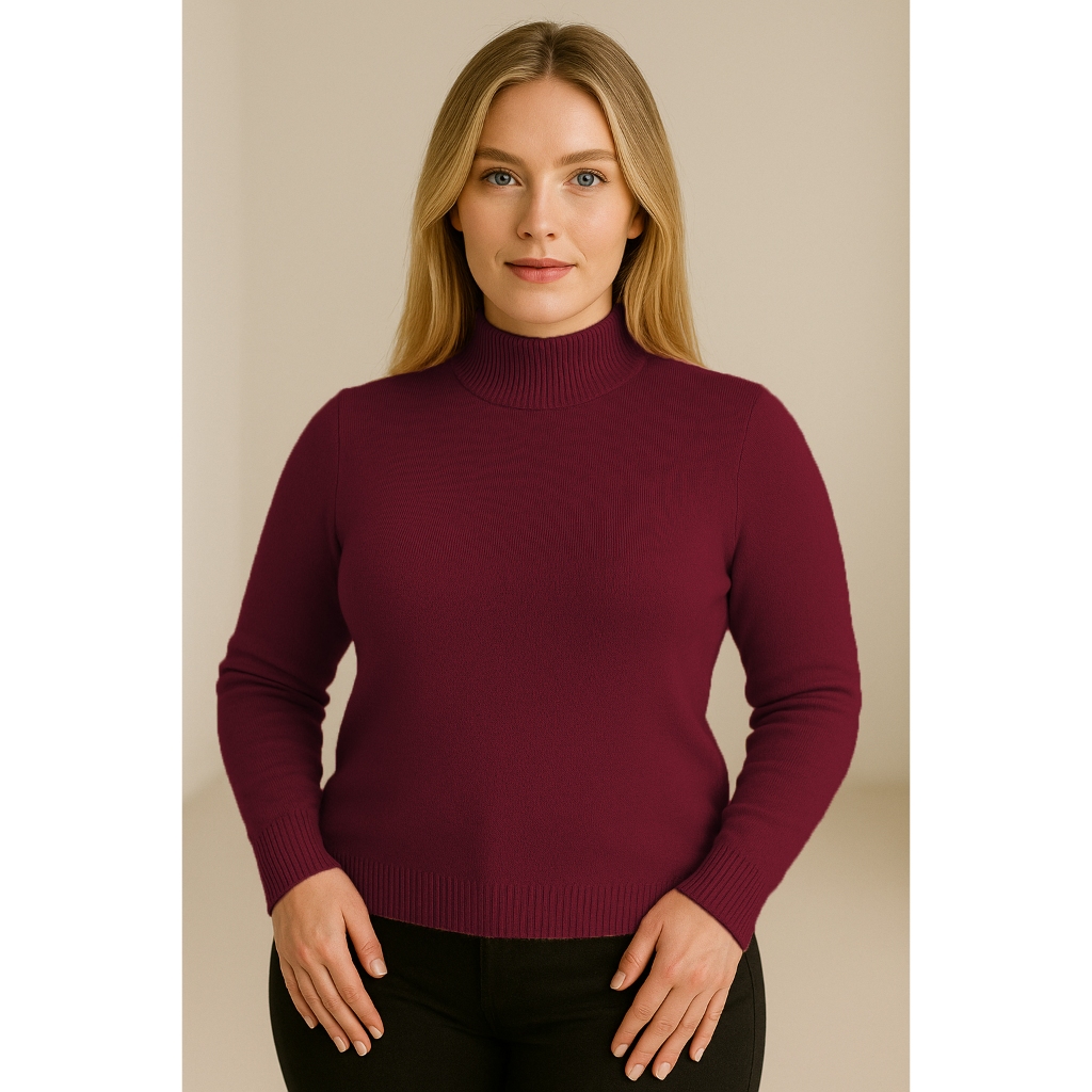 Blusa De Frio Feminina Gola Alta Plus Size Trico G GG Tricot Qualidade