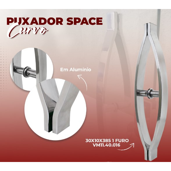 Puxador  duplo Barra Chata Curvado 1 Ponto Space- 