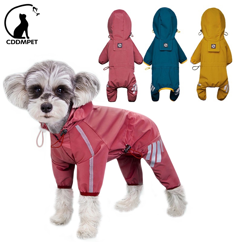 Capa De Chuva Cachorro Reflexiva À Prova Dágua Roupa Para Cães Pequenos E Médios Macacão Casaco