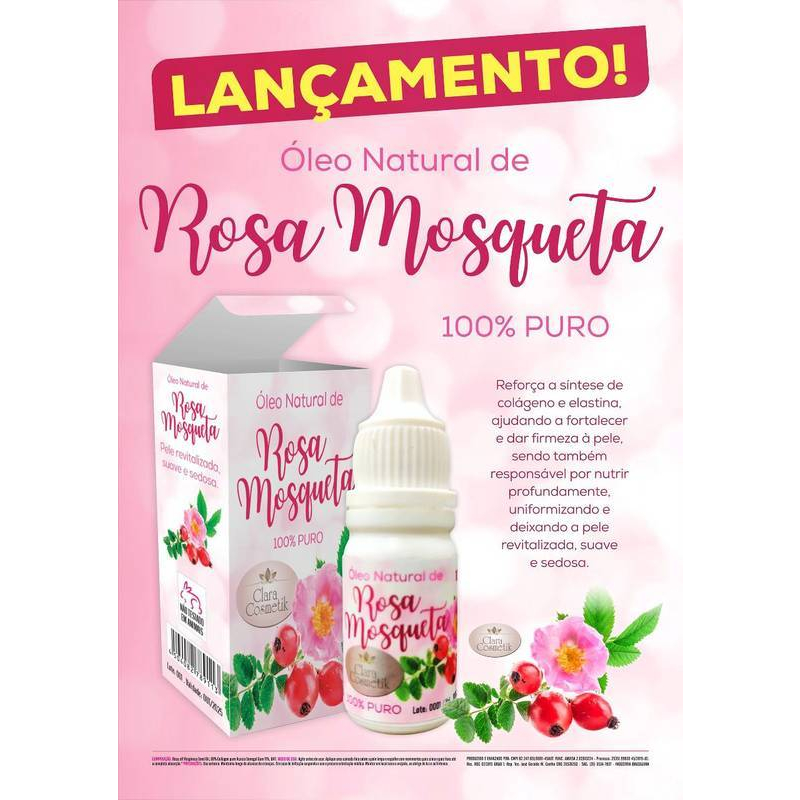 Óleo de Rosa Mosqueta 100% Puro 10ml Clara Cosmetik