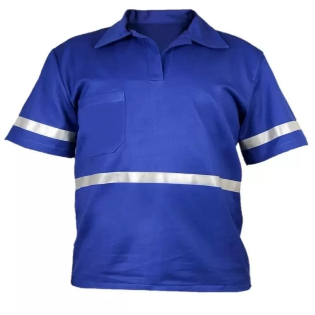 Camisa Brim Profissional Faixa Refletiva Manga Curta