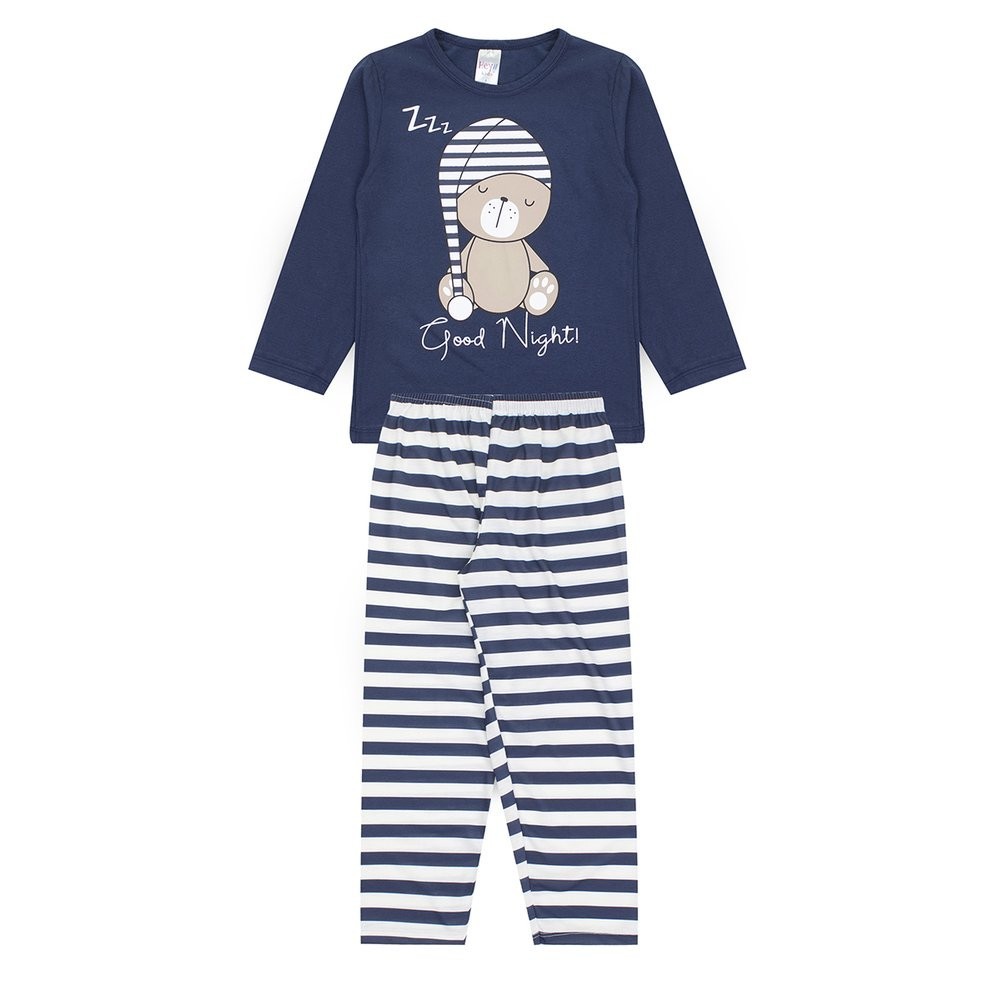 PIJAMA INFANTIL MASCULINO GOOD NIGHT COM PUNHO AZUL