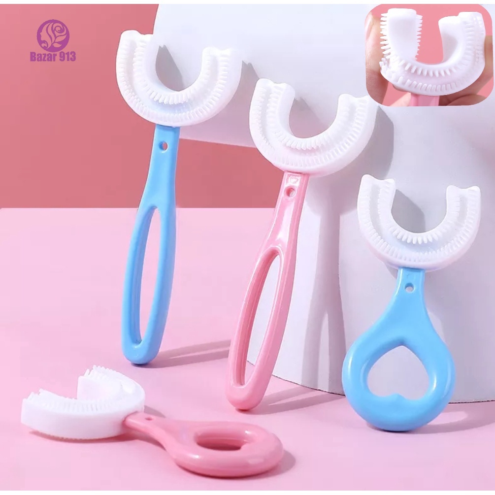 Escova de dentes infantil em forma de U de 360 graus