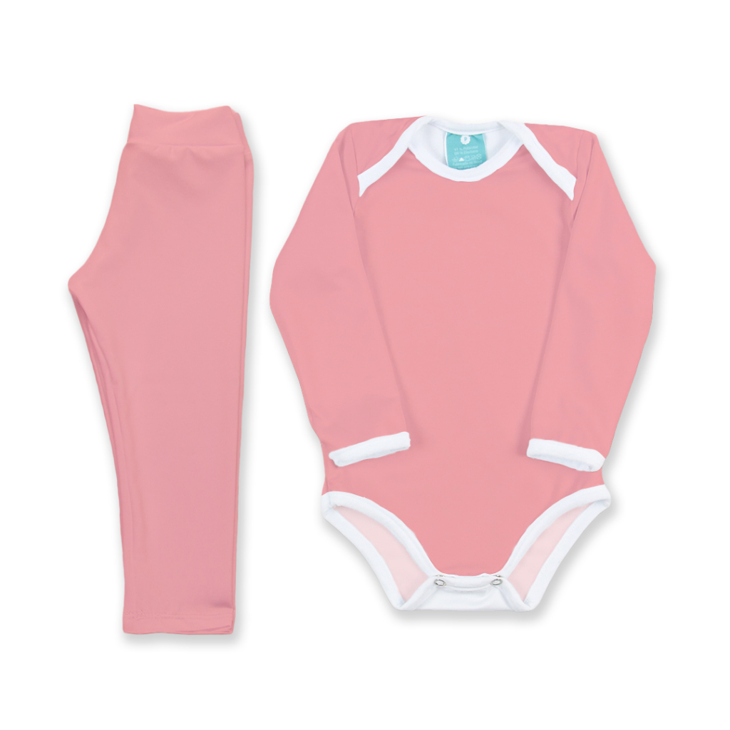 Pijama Térmico Infantil Meia-Estação Body Manga Comprida e Calça Liso Mini BOO