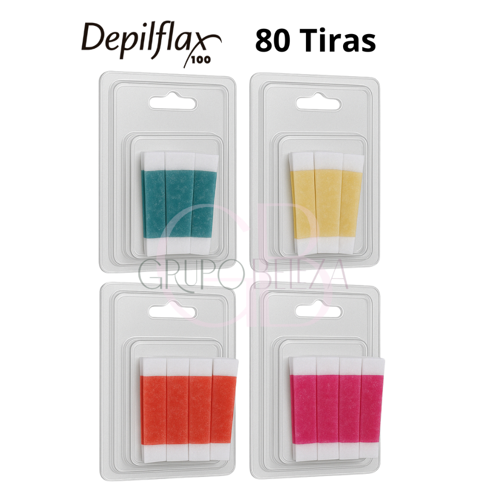 80 Tiras De Cera Pronta Sobrancelhas Buço Doméstico Profissional Natural Morango Hortelã Depilflax