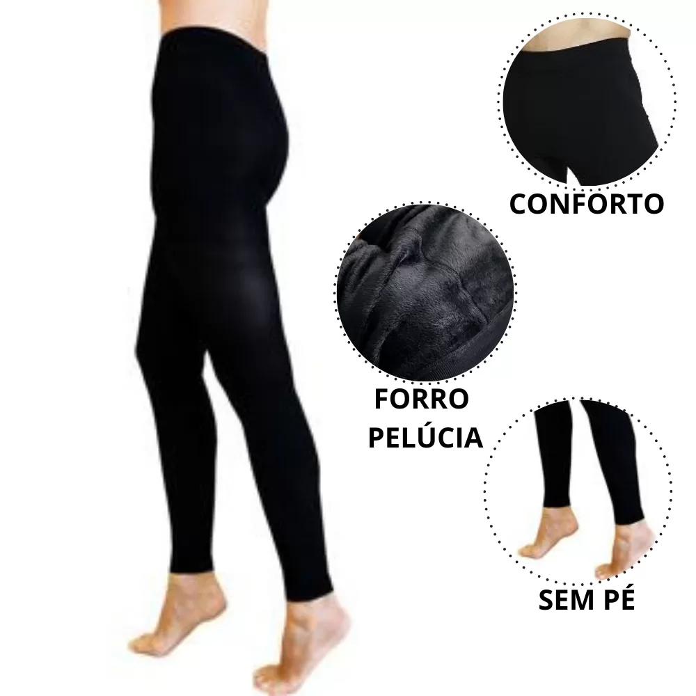 Kit 2 Meia Calça Térmica Masculino Forro Flanelada Frio Sem Pé Confortável