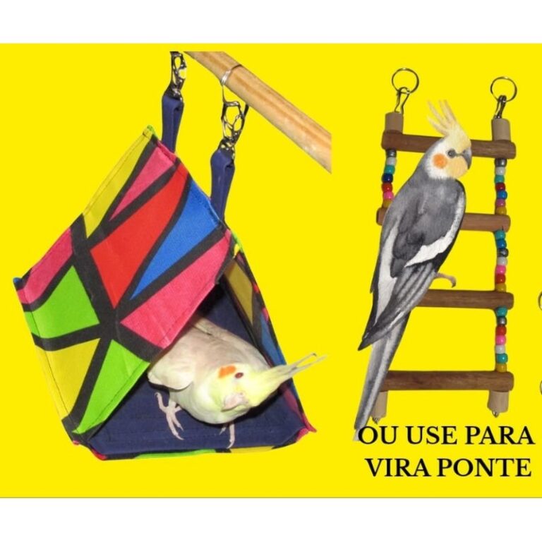 Kit Brinquedo Para Calopsita  Cabana Toca + Ponte 