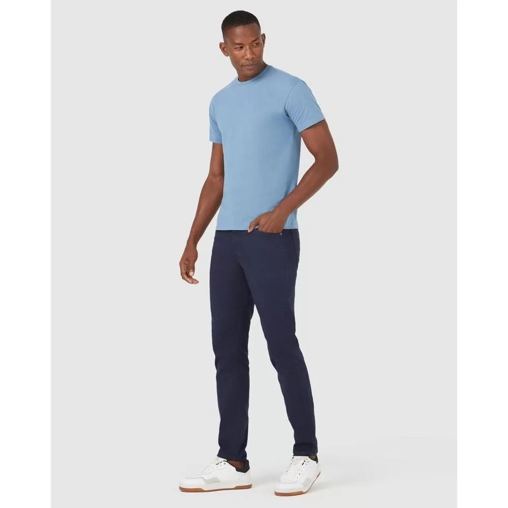 Calça Masculina Slim Cintura Média Em Sarja Com Elastano