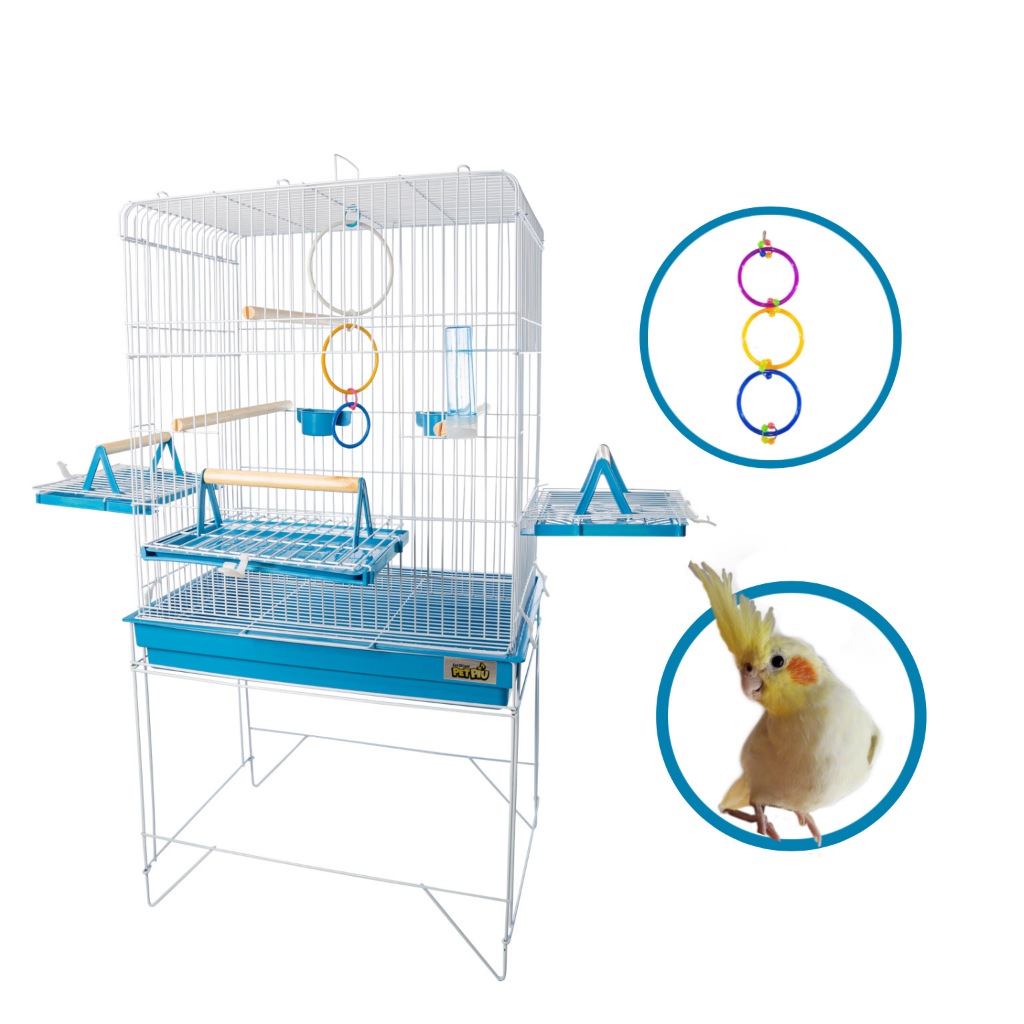 Viveiro Gaiola Pássaros Calopsita Aves Triplex Diversas Cores Fácil Montagem Acompanha Comedouro e B