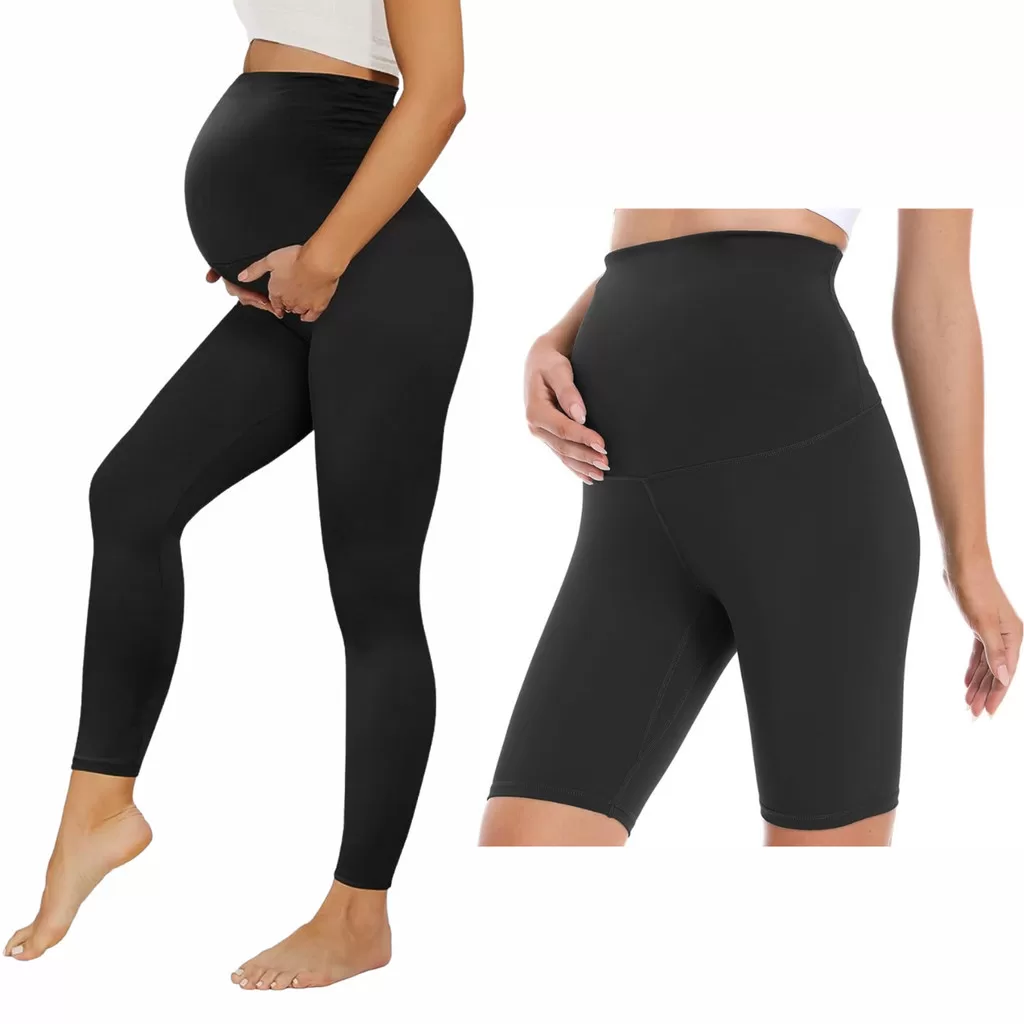 Kit legging gestante + bermuda gestante ciclista comprida roupa maternidade alto conforto sustentaçã