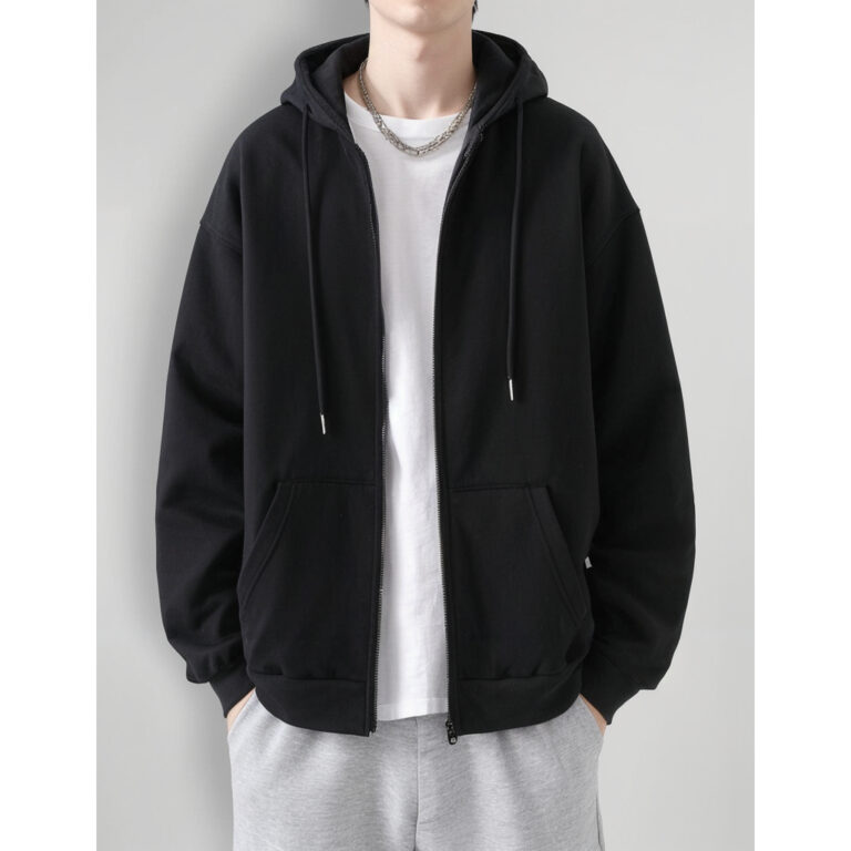 Blusa Moletom  com Ziper Masculina Flanelada Bolso