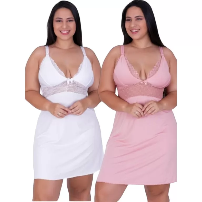 Kit 2 Camisola Amamentação Plus Size 50 52 54 Li