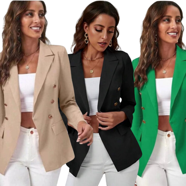 Blazer Feminino Tecido Alfaiataria Com Botões Soc