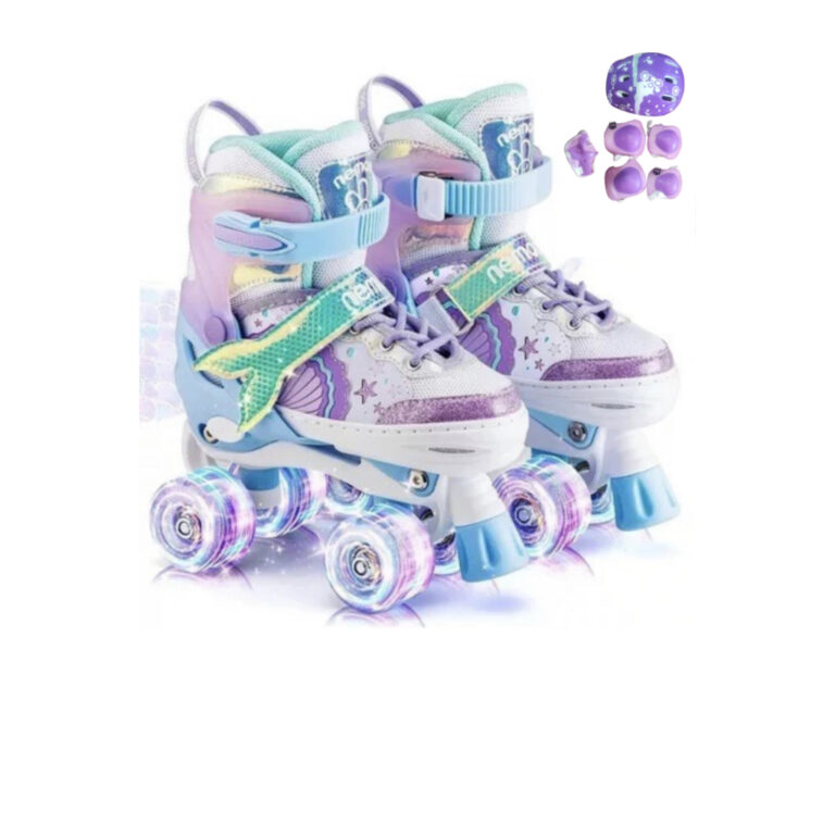 Patins 4 Rodas Arco Íris Luz De Led E Glitter + K