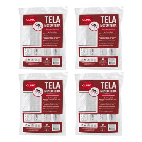 Kit 4 Tela Mosquiteira Janela Velcro Ajustável An