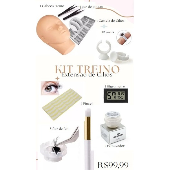 Kit Treinamento Extensão de Cílios
