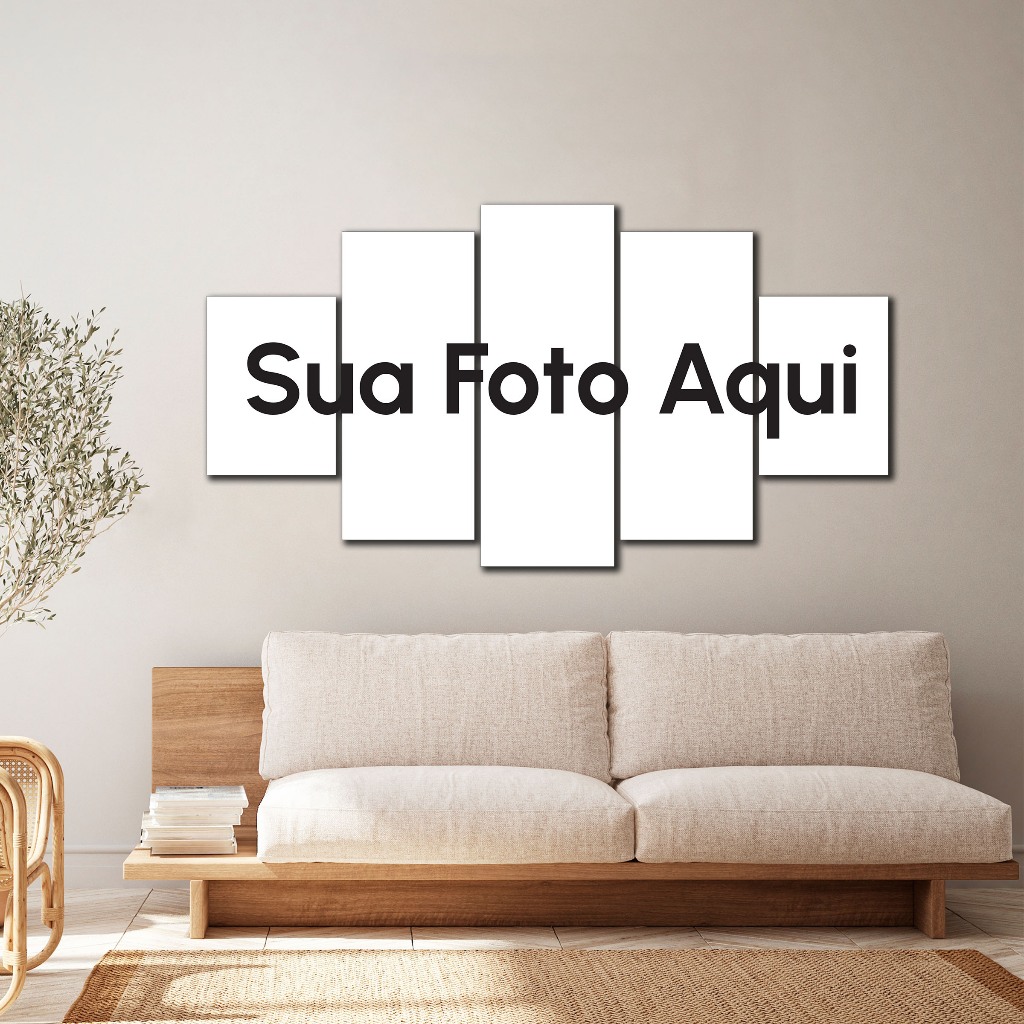 Quadro Decorativo Personalizado SUA FOTO AQUI 80X50cm 5 peças