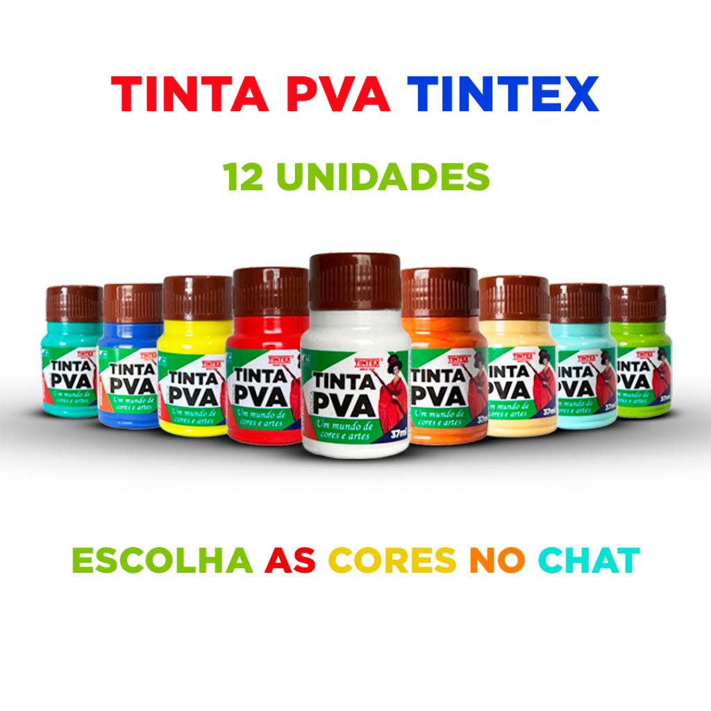 Kit c/ 12 Tinta PVA Fosca – TINTEX | 37ml [Escolha a cor pelo chat]