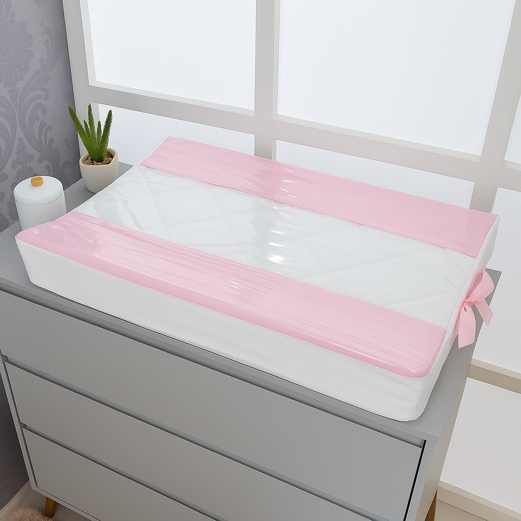 Trocador de Fralda Anatômico para Cômoda com Capa Plástica  Padrão Americano | Coleção Pérola Luxo