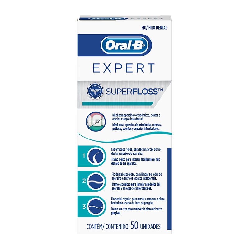 Fio Dental Oral-B Super Floss – 50 Unidades – Limpeza Completa e Segura